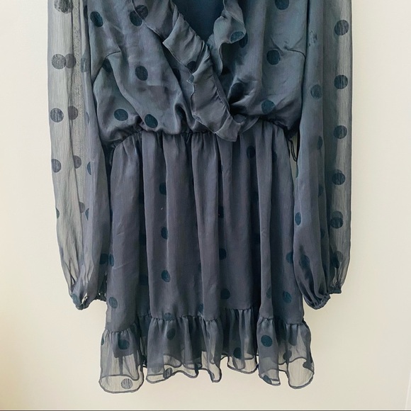 DO+BE Polkadot Long Sleeve Dress Black Sz Medium - Picture 3 of 9